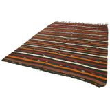 233x332 cm Çizgili Kilim Kahverengi Çizgili Yün El Dokuma Modern Geometrik Etnik Eskitme Desenli Boho Oturma Odası Salon Yolluk Koridor Mutfak Halısı