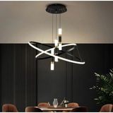 2*35+50CM Halka 3*40MM Boru LED Lamba,yuvarlak Sarkıt Avize,modern,dekoratif 3000K Işık Siyah