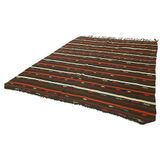 235x320 cm Çizgili Kilim Kahverengi Çizgili Yün El Dokuma Modern Geometrik Etnik Eskitme Desenli Boho Oturma Odası Salon Yolluk Koridor Mutfak Halısı