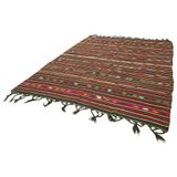235x337 cm Çizgili Kilim Kırmızı Çizgili Yün El Dokuma Modern Geometrik Etnik Eskitme Desenli Boho Oturma Odası Salon Yolluk Koridor Mutfak Halısı