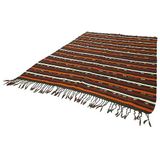 236x315 cm Çizgili Kilim Kahverengi Çizgili Yün El Dokuma Modern Geometrik Etnik Eskitme Desenli Boho Oturma Odası Salon Yolluk Koridor Mutfak Halısı