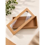 23X9X6 cm Pencereli Asetatlı Kraft Kutu - Çikolata, Lokum, Kurabiye ve Hediyelik Sunum Kutusu-10 Adet