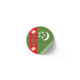 24 Adet - 7 cm Sticker Etiket - Vektörel Ülke Bayraklı Turkmenistan Türkmenistan Bayrağı