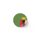 24 Adet - 7 cm Sticker Etiket - Vektörel Ülke Bayraklı Zambia Zambiya Bayrağı