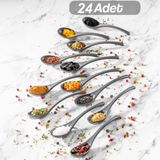 24 Adet Baharat Kaşığı - Baharatlık Şeker Reçel Kaşık Seti Antrasit - Gri