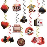 24 ADET Casino Tema Asılı Swirls Süslemeleri, Las Vegas Poker Parti Malzemeleri Casino Poker Oyunları Gece Doğum Günü Partisi Süslemeleri için Tavan Asılı Swirls