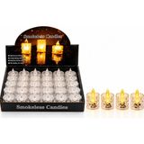 24 Adet Küçük Boy Pilli Kristal Mika LED Mum Çap : 3.8cm Yükseklik : 4.8cm İ10-017