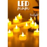 24 Adet LED Mum Tealight Mini Dumansız Pilli Alevli Dekoratif Yapay Mum Işıldak Beyaz 1036-2