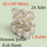 24 Adet - Liebherrman - 45X100 Metre Hotmelt 1. Kalite Şeffaf Koli Bandı -Aynı Gün Kargo