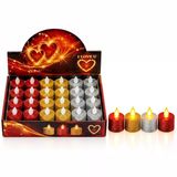 24 Adet Pilli Yuvarlak - Simli Renkli Led Mum Çap: 3.6 Yükseklik: 4.3Cm İ10-025 Bx40