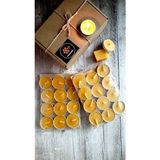 (24 Adet) Tealight Doğal Petek Balmumu Mum Ekonomik Boy (8gr) Beeswax Candle - Çok Renkli - 1