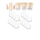 24 Adet Yarı Saydam (2cm–2,5cm) Beyaz Silikon Keçeli Sandalye Ayağı Koruyucu Pabuç Seti