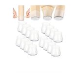 24 Adet Yarı Saydam (3cm–3,5cm) Beyaz Silikon Keçeli Sandalye Ayağı Koruyucu Pabuç Seti