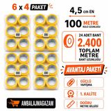 24 Adetli Avantaj Paket Koli Bandı - 4,5 X 100 Metre - Toplam 2.400 Metre