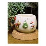 24 Ayar Altın Dekorlu Kabartmalı El Yapımı Fincan 100 ml Christmas Mug Yılbaşı Kahve Fincanı Christmas Cup Hediye Hediyesi 1 Adet