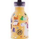 24 Bottles Kids Bottle Farm Friends Pipetli Paslanmaz Çelik Çocuk Su Matarası 250 ml - Turuncu - 1 Adet