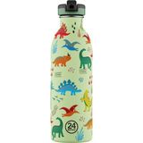 24 Bottles Kids Bottle Jurassic Friends Pipetli Paslanmaz Çelik Çocuk Su Matarası 500 ml - Renk: Yeşil