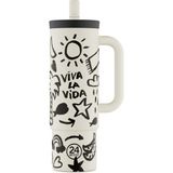 24 Bottles Straw Cup Viva La Vida Pipetli Paslanmaz Çelik Termos 800 ml - Renkli - 1 Adet