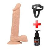 24 cm Belden Bağlamalı Vantuzlu Realistik Penis Anal Vajinal Dildo - PX057B