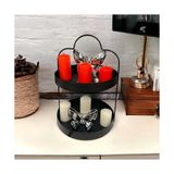 24 cm Yuvarlak Siyah Iki Katlı Banyo Mutfak Makyaj Organizer Rafı Model 1 - Option-1