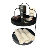 24 cm Yuvarlak Siyah İki Katlı Banyo Mutfak Makyaj Organizer Rafı Model 1