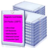 24 ct Manyetik Kart Tutucu, 35 pt Kart Koruyucuları Sert Plastik Kalınlık Ticaret Kartları, MTG Kartları, YUGIOH Kartları, Spor Kartları, Beyzbol Kartları Üstten Yükleyiciler, Basketbol/Futbol