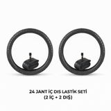24 Jant Lastik Seti - 2 Dış Lastik 24x1.95 + 2 İç Lastik Oto Kalın Sibop - Takım Bisiklet Lastiği