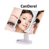 24 LED Işıklı Masa Üstü Profesyonel Makyaj Aynası Katlanabilir 1X-2X-3X+10X Hd Zoomlu Beyaz