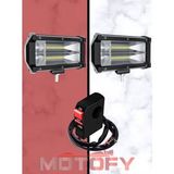 24 Ledli Aliminyum Gövdeli Su Geçirmez Çift Sıra Motosiklet Sis Farı Takımı + Usb'li Buton