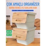 24 Lt Bambu Renk Organizer Çok Amaçlı Kutu Tekerlekli Patates Sebze Soğanlık Kutusu Oyuncak Sepeti - Ahşap Rengi