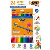 24 Lü Kuru Boya Kalemi Karton Kutu 1 Paket Bic Tropicolors 24 Renk Kuruboya Tam Boy Canlı Renkli Boya Kalem Okul Öğrenci