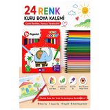 24 Lü Kuru Boya Kalemi Karton Kutu 1 Paket Fixpoint 24 Renk Kuruboya Tam Boy Canlı Renkli Boya Kalem Okul Öğrenci