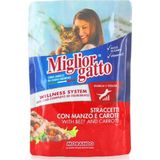 24 Lü Miglior Gatto Pouch Biftek Etli ve Havuçlu Yetişkin Kedi Yaş Maması 100GR