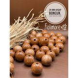 24 mm Ahşap Boncuk (50 Gram 11 Adet) Dar Delik Çapı 5 mm Makrome Çanta Bileklik Takı Renkli - Taba - Kahve