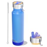 24 oz Yalıtımlı Su Şişesi, Kapaklı Pipetli ve Kulplu, Paslanmaz Çelik Su Şişeleri, Araba Bardak Tutacağına Uyar,%100 Sızdırmaz, İçeceği 24 Saate Kadar Soğuk Tutar, Spor/Hediye (Kurtarma Mavisi)