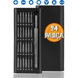 24 Parça Çelik Hassas Mıknatıslı Tornavida Seti Elektronik Saat Bilgisayar Tamir Tornavidası Set