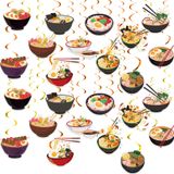 24 Parça Ramen Asılı Swirls Japon Erişte Flamalar Ramen Asılı Süslemeler Ramen Erişte için Tavan Swirls Doğum Günü Partisi Süslemeleri Parti Malzemeleri Bebek Duş Süslemeleri