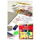 24 Renk Fatih Kuru Boya 25x35 cm Telli Spralli Resim Defteri Hamur Silgi Kalemtraş 15 Yaprak Resim Defteri Kuruboya