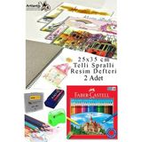24 Renk Kuru Boya 25X35 cm Telli Spralli Resim Defteri Hamur Silgi Kalemtraş 15 Yaprak Kuruboya Resim Defteri Kuruboya - Çok Renkli - Tam Boy - 25x35cm