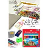 24 Renk Kuru Boya 25X35 Cm Telli Spralli Resim Defteri Hamur Silgi Kalemtraş 15 Yaprak Kuruboya Resim Defteri Kuruboya