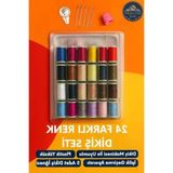 24 Renkli Dikiş Seti - Iğne, Yüksük Ve İplik Geçirici İle Tam Set