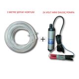 24 Volt Mini Dalgıç Sıvı Aktarma Pompası+hortum Seti Su,süt,yağ