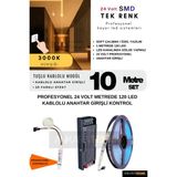 24 Volt Tavan Profesyonel Kayar LED Sistemi/ Metrede 120 Led/ Iz Gölge Yapmaz/ Yüksek Lümen Akışkan Kayar - 10 m - 3000K - Gün Işığı