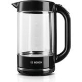 2400 W 1.7 Lt Cam Kettle, Siyah, Şık ve Fonksiyonel Elektrikli Su Isıtıcı - Ahşap