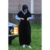24001 Kadın Gömlek Garnili Triko Elbise Siyah