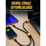 240W Çoklu Şarj Kablosu Type-C Lightning Micro USB Örgü Kablo - HPSBYI8358-3081 - Renkli