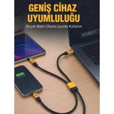 240W Çoklu Şarj Kablosu Typec Lightning Micro Usb Örgü Kablo