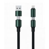 240W Ultra Süper Hızlı 4 In 1 Çoklu Şarj Kablosu & Data Kablo USB To Type-C/Type-C/To Lightning Yeşil