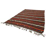 241x349 cm Çizgili Kilim Kahverengi Çizgili Yün El Dokuma Modern Geometrik Etnik Eskitme Desenli Boho Oturma Odası Salon Yolluk Koridor Mutfak Halısı