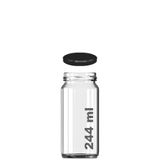 244 ml Kavanoz Metal Siyah Konserve Kapaklı 244 cc Şeffaf Uzun Cam Kavanoz 20 Adet